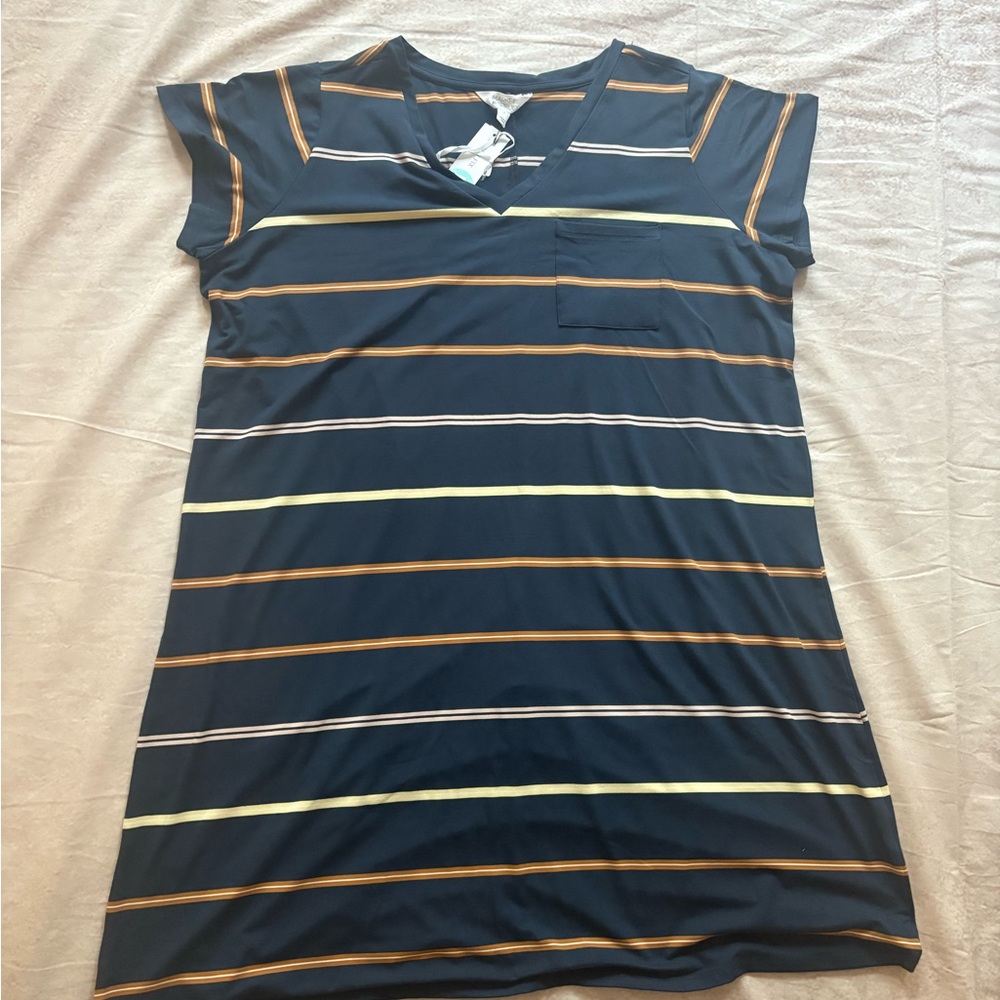 Market & Spruce Striped Navy Dress with Pocket